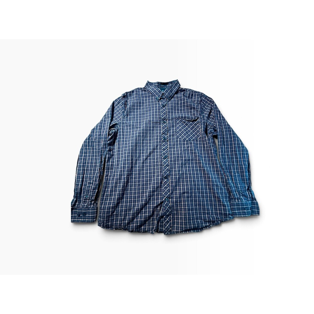 Ben Sherman Men’s XL Navy Brown Plaid Long Sleeve Stretch Button Down Shirt